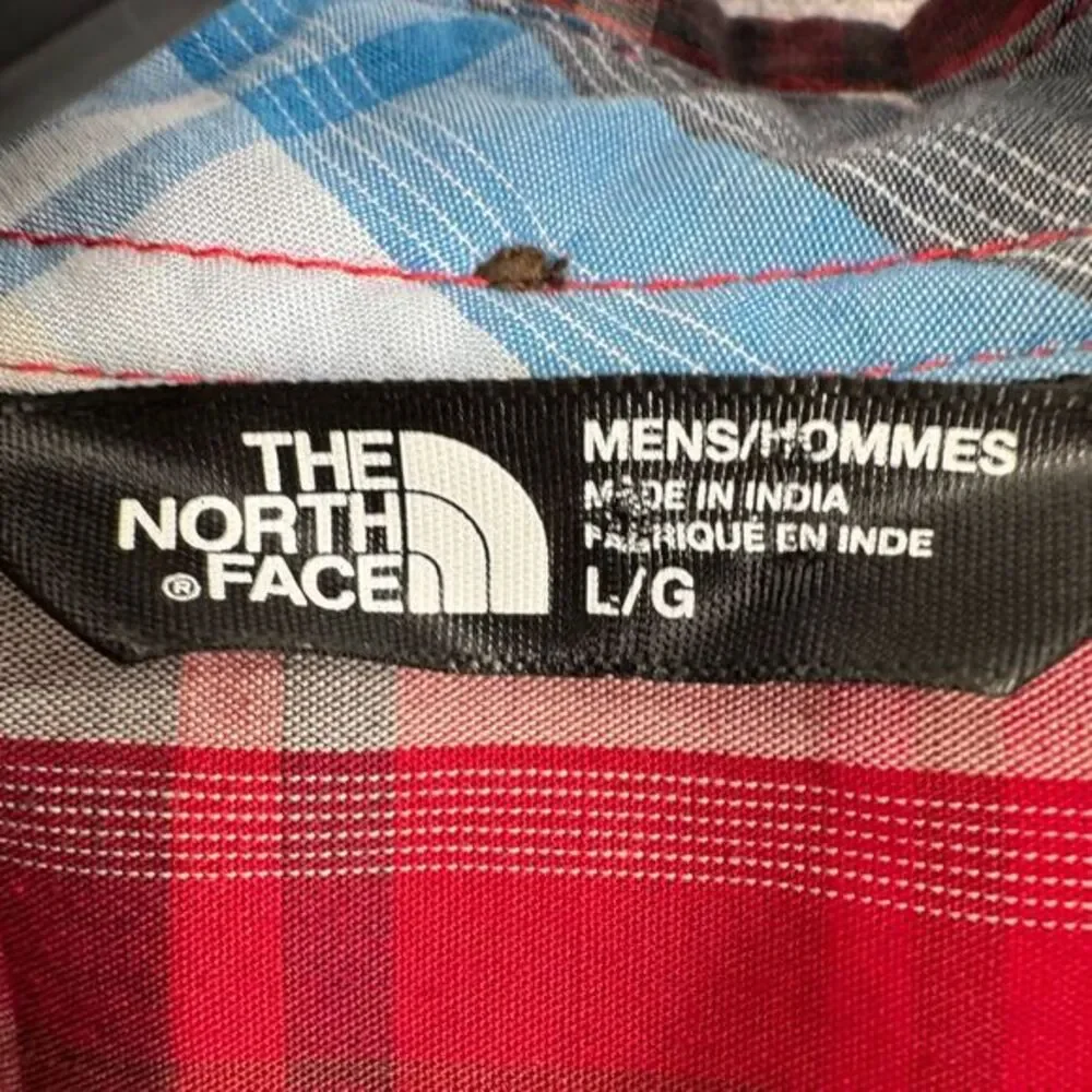 The North Face Men's Red Plaid Short Sleeve Button-Down Shirt Outdoor Casual L/G
